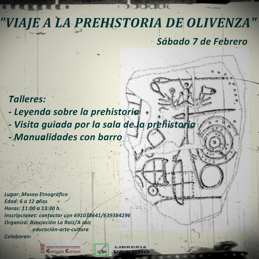 Cartel Taller Viaje a la Prehistoria de Olivenza