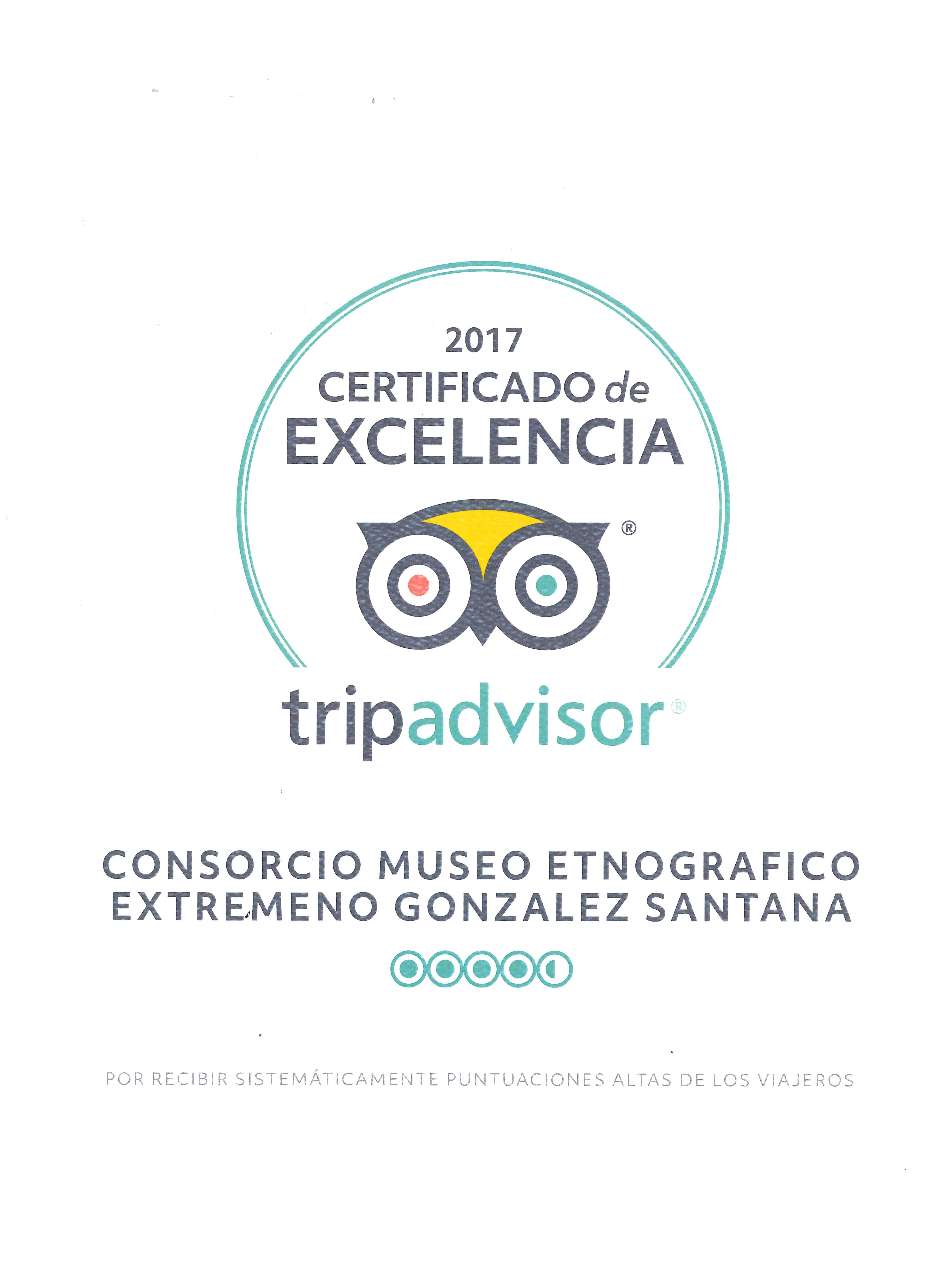 Certificado de Excelencia 2017 TripAdvisor
