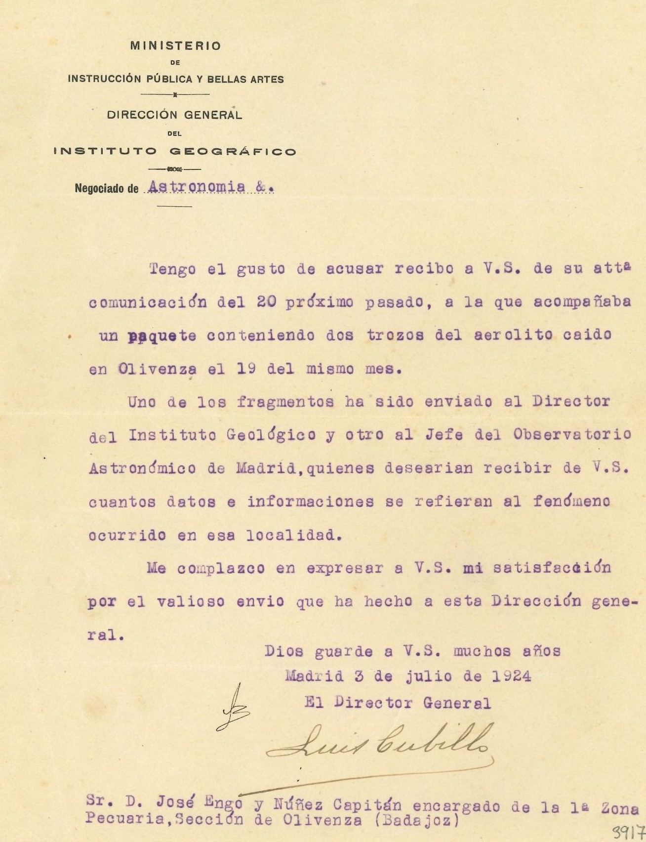 CE03917 Carta mecanografiada