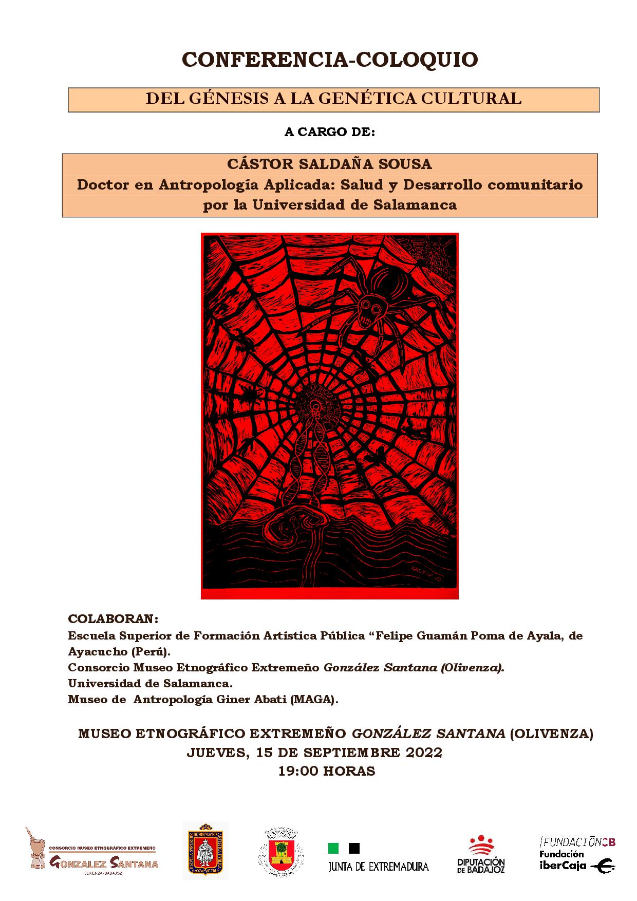 Cartel Conferencia Del genesis a la genetica cultural.